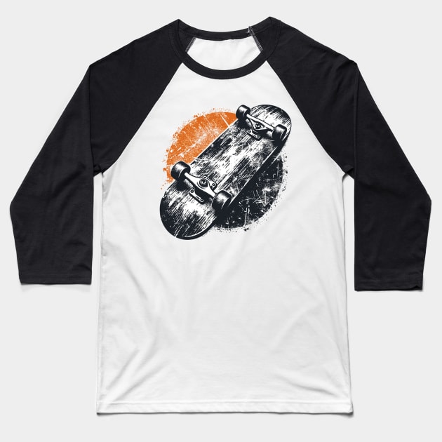 Skate Board Baseball T-Shirt by Vehicles-Art